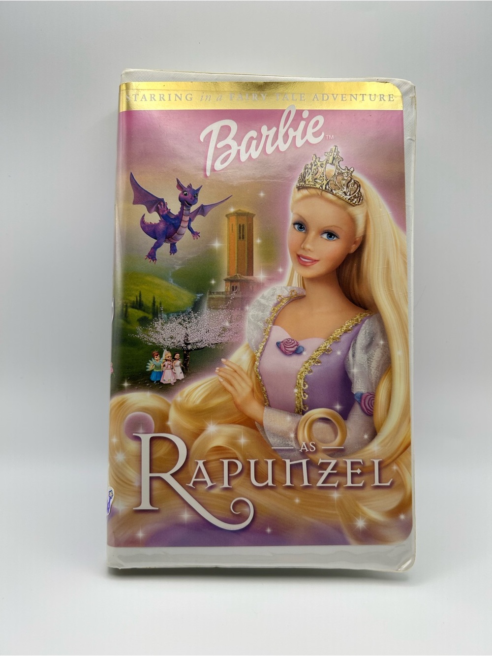 Barbie Rapunzel Movie Cover Pink Purple Gold